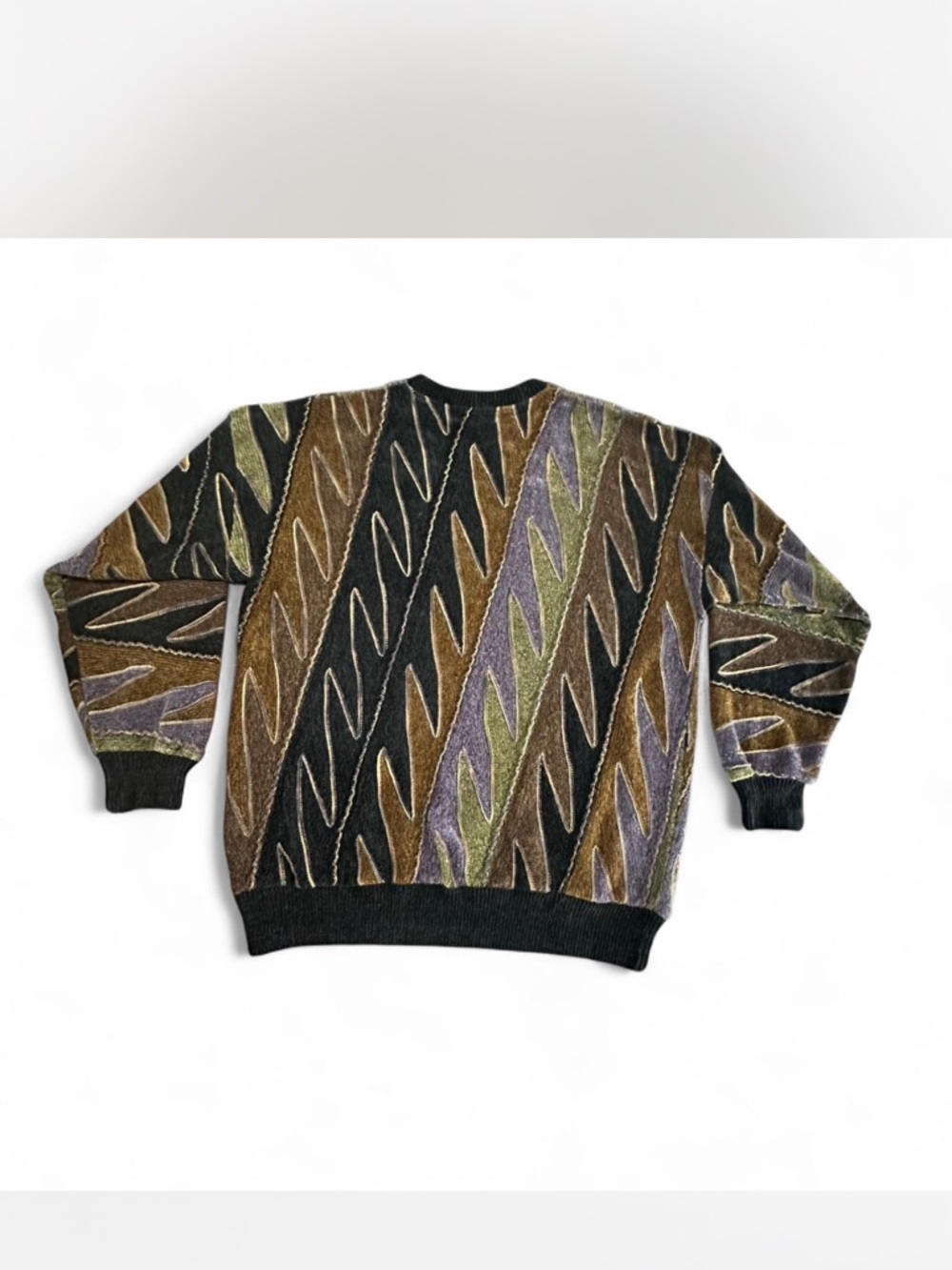 Vintage 90s cotton blend Patrick James coogi style slouch multicoloured sweater - Picture 4 of 6